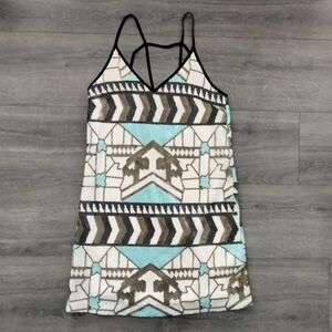 Lush Multicolor Tribal Aztec Print Mini Sequin Party Cocktail Dress Women's Sz S